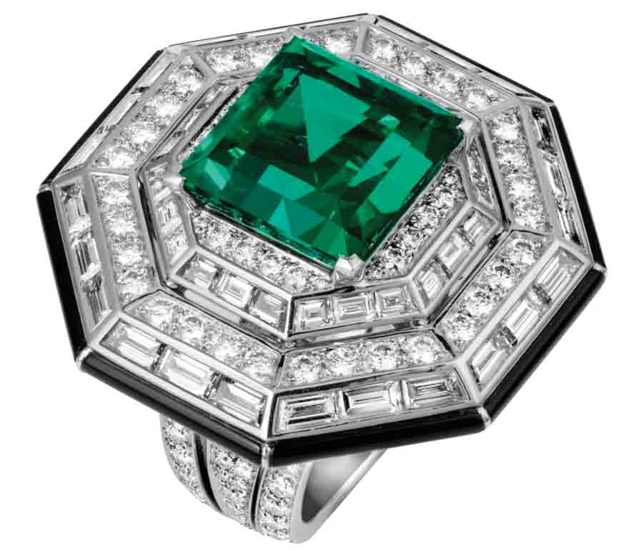 CARTIER Diamond, Onyx and Emerald Ring