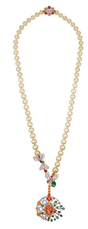 CHAUMET Pearl, Mandarin Garnet and Diamond Necklace