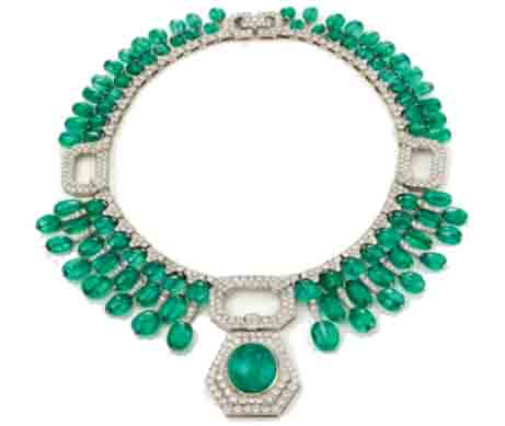 DAVID WEBB Platinum, Diamond and Emerald Necklace